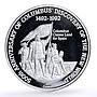 Turks and Caicos Islands 20 crowns Columbus Claims Spanish Land silver coin 1991