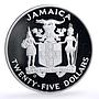 Jamaica 25 dollars Landfall Columbus Isabella Ship Clipper silver coin 1991