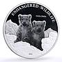 Mongolia 500 togrog Conservation Wildlife Leopards Fauna proof silver coin 2008