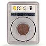 Belgium 2 cents Leopold II Coinage Lion Arms French Legend MS64 PCGS coin 1870