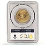 Brazil 1000 reis Regular Coinage Liberty KM-525 MS63 PCGS AlBronze coin 1927