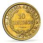 Costa Rica 10 centimos First Republic Coinage KM-152 AU PCGS brass coin 1921