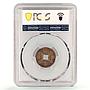 France French Indochina sapeque Regular Coinage KM-6 MS62 PCGS bronze coin 1887