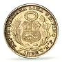 Peru 1 dinero Regular Coinage Seated Liberty KM-204.2 MS63 PCGS silver coin 1898