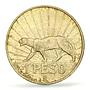 Uruguay 1 peso Oriental Artigas Cougar Puma KM-30 AU58 PCGS silver coin 1942