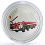 Cook Islands 1 dollar Fire Engines Cars Airfield Fire AA 60 silver coin 2006