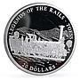 Liberia 20 dollars Railways Railroads Trains Toess proof silver coin 2002