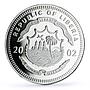 Liberia 20 dollars Railways Railroads Trains P46 484 proof silver coin 2002