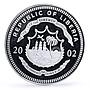 Liberia 20 dollars Railways Railroads Trains P46 484 proof silver coin 2002