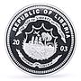 Liberia 20 dollars Railways Railroads Trains Kingston proof silver coin 2003