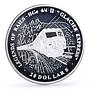 Liberia 20 dollars Railways Railroads Trains Glacier proof silver coin 2003
