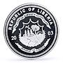 Liberia 20 dollars Railways Railroads Trains Glacier proof silver coin 2003