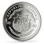 Liberia 20 dollars Railways Railroads Trains The Ghan proof silver coin 2003