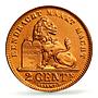 Belgium 2 cents Albert I Coinage Lion Arms Dutch Legend MS68 PCGS Cu coin 1911