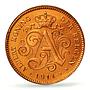 Belgium 2 cents Albert I Coinage Lion Arms Dutch Legend MS68 PCGS Cu coin 1911