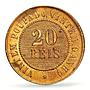 Brazil 20 reis Regular Coinage VINTEM KM-490 MS63 PCGS bronze coin 1893