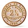 Chile 2 1/2 centavos Republic Coinage Libertad Toned KM-150 MS64 PCGS coin 1896