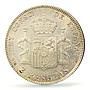 Spain 2 pesetas Regular Coinage Alfonso XIII KM-725 MS61 PCGS silver coin 1905