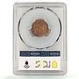 France 2 centimes Napoleon III Coinage Eagle KM-776 MS64 PCGS bronze coin 1857
