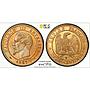 France 2 centimes Napoleon III Coinage Eagle KM-776 MS64 PCGS bronze coin 1857
