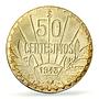 Uruguay 50 centesimos Oriental Artigas Coinage KM-31 MS63 PCGS silver coin 1943
