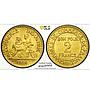 France 2 francs Mercury Commerce Chambers Coinage MS64 PCGS CuAl coin 1924