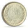 Netherlands 10 cents Regular Coinage Child Wilhelmina MS62 PCGS silver coin 1897