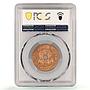 Papua New Guinea 1 penny Edward VIII Coinage KM-6 MS65 PCGS bronze coin 1936