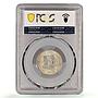 Straits Settlements 20 cents George V Round Top 3 KM-35b AU58 PCGS Ag coin 1935