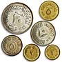 Egypt 20 10 5 piastres 5 2 1 milliemes Set Republic Coinage Ag Bronze coins 1966