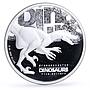 Tuvalu 5 dollars Prehistoric Fauna Dromaeosaurus Dinosaur proof silver coin 2002