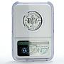 Yemen 2,5 rials Oil Exploration Production Derricks PF68 NGC silver coin 1975