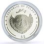 Palau 5 dollars Marine Life Pearl Oyster Pinctada Maxima Shell silver coin 2007