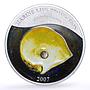 Palau 5 dollars Marine Life Pearl Oyster Pinctada Maxima Shell silver coin 2007