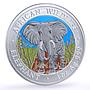Somalia 1000 shillings African Wildlife Elephant Fauna colored silver coin 2004