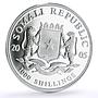 Somalia 1000 shillings African Wildlife Elephant Fauna colored silver coin 2005
