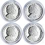 Sandwich Islands 2 pounds x 4 Set Albatross Penguin Seal Whale silver coins 2006