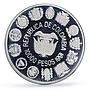 Colombia 10000 pesos Two Worlds Encounter Santa Fe Bogota Mint silver coin 1991