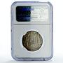 Philippines 50 centimos Regular Coinage Alfonso XII MS61 NGC silver coin 1885