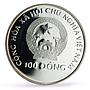 Vietnam 100 dong Seafaring Dragon Boat Ship Large proof silver coin 1988