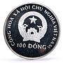 Vietnam 100 dong Seafaring Dragon Boat Ship Large proof silver coin 1988