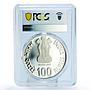 India 100 rupees UNICEF Save the Children Child Year PR67 PCGS silver coin 1981