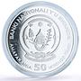 Rwanda 50 francs African Ounce Wildlife Gorillas Fauna proof silver coin 2008