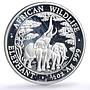 Zambia 2000 kwacha African Wildlife Elephants Fauna proof silver coin 2003