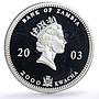 Zambia 2000 kwacha African Wildlife Elephants Fauna proof silver coin 2003