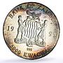Zambia 5000 kwacha African Wildlife Elephant Fauna colored silver coin 1999