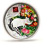 Niue 1 dollar Lunar Calenda Year of the Rat Mouse Flowers silver coin 2008