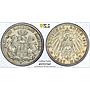 Germany Hamburg 3 mark Regular Coinage Hanseatic City AU53 PCGS silver coin 1912