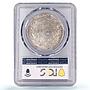 Chile 5 pesos Regular Coinage Condor Narrow 0,9 Below UNC PCGS silver coin 1927