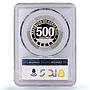 Costa Rica 500 colones Army Abolition Politics Color PR70 PCGS bimetal coin 2023